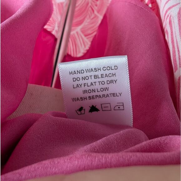 Lovers + Friends Makena Fuchsia Leaf Print Midi Sleeveless Dress, size L - Picture 10 of 11